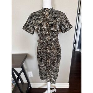 Calvin Klein Animal Print Stretch Belted Dress